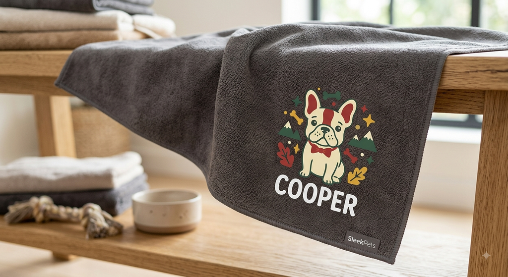 Custom Microfiber Pet Towel - Personalized Dog & Cat Bath Towel with Name