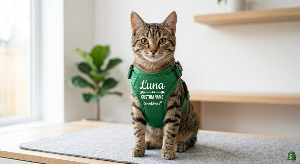 Custom Personalized Cat Harness Vest - Breathable Mesh Pet Vest with Name & Text
