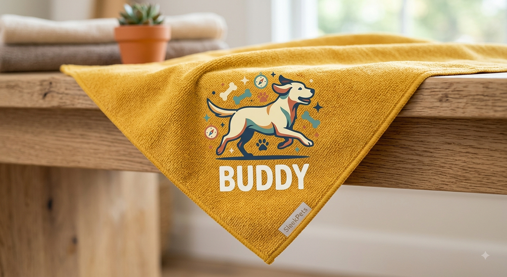 Custom Microfiber Pet Towel - Personalized Dog & Cat Bath Towel with Name